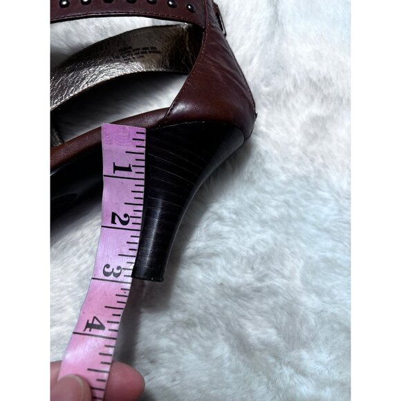 Sofft Brown Studded Open-Toe Heeled Sandals With Zipper Back & Clear Strap women - Picture 5 of 13
